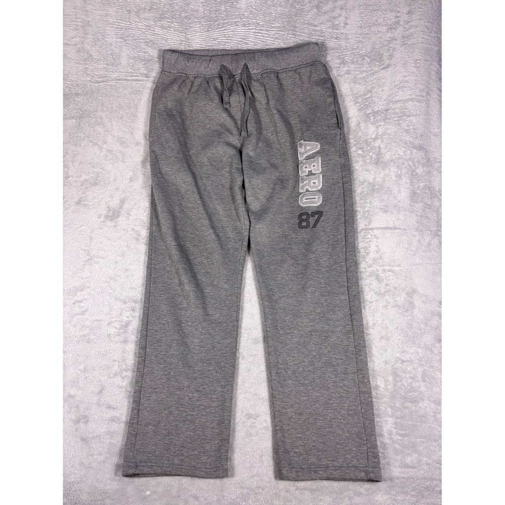 Aeropostale Aero 87 Sweatpants Mens XL Gray Wide Leg Drawstring Waist